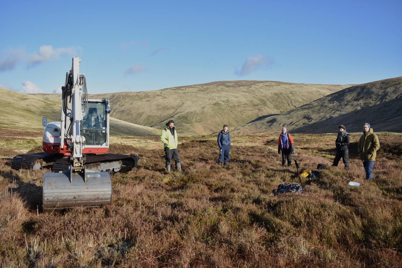 Forest Carbon team out on Peatland restoration site at Gameshope Loch,